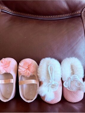 The Children's Place Pink Baby Ballet Flats & Faux-Fur Moccasins Set